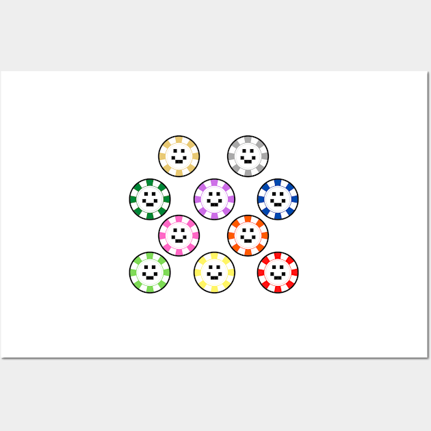 Casino Quackity casino chips of all colors collection Wall Art by Adadita